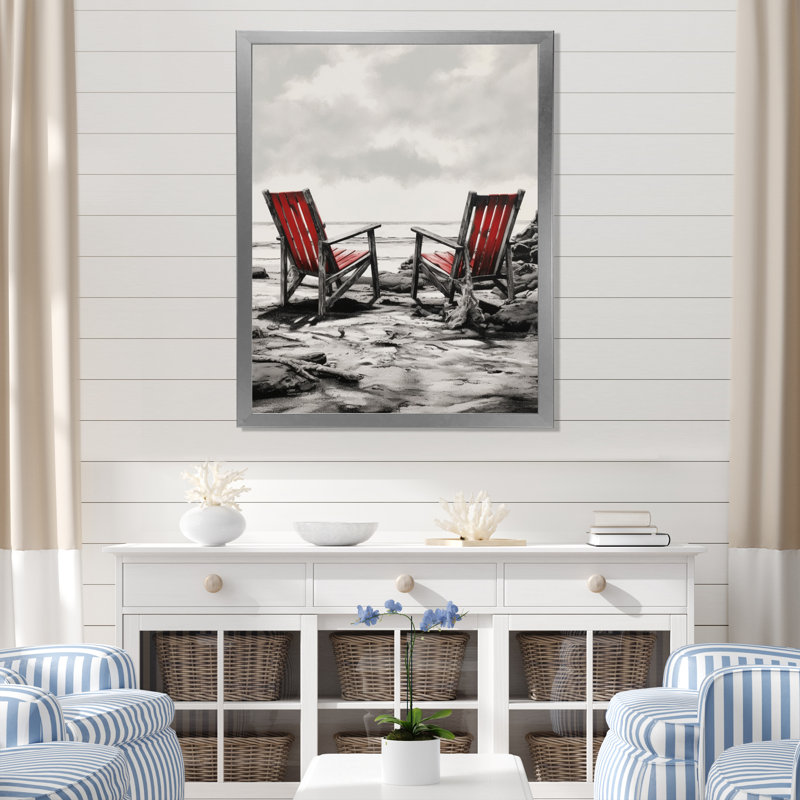 «Ocean View Chairs III», reproduction sur toile, Cadre photo argenté, H 44 po x l 34 po x P 1,5 po