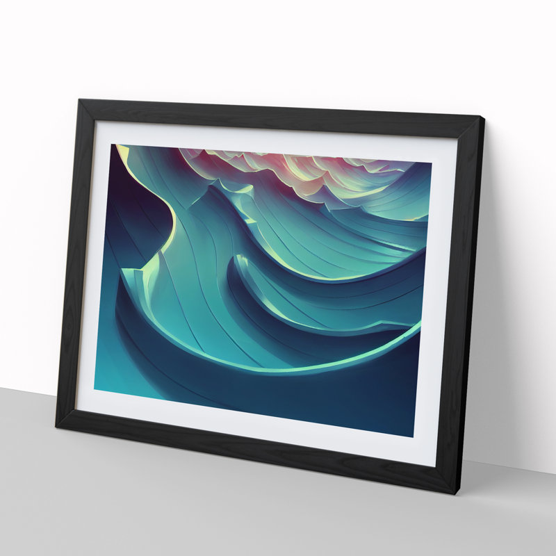 Surreal Ocean Wave Vol.5 Abstract - Single Picture Frame Print, 46cm H x 64cm W x 2cm D, Black Framed
