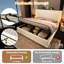 Estella 135 X 190 Cm 4Ft6 Beige Velvet Upholstered Hydraulic Storage Bed With Adjustable Diamond Tufted Headboard Ith LED Lighting, USB Type-C Charging (No Mattress)-710714337-710714339