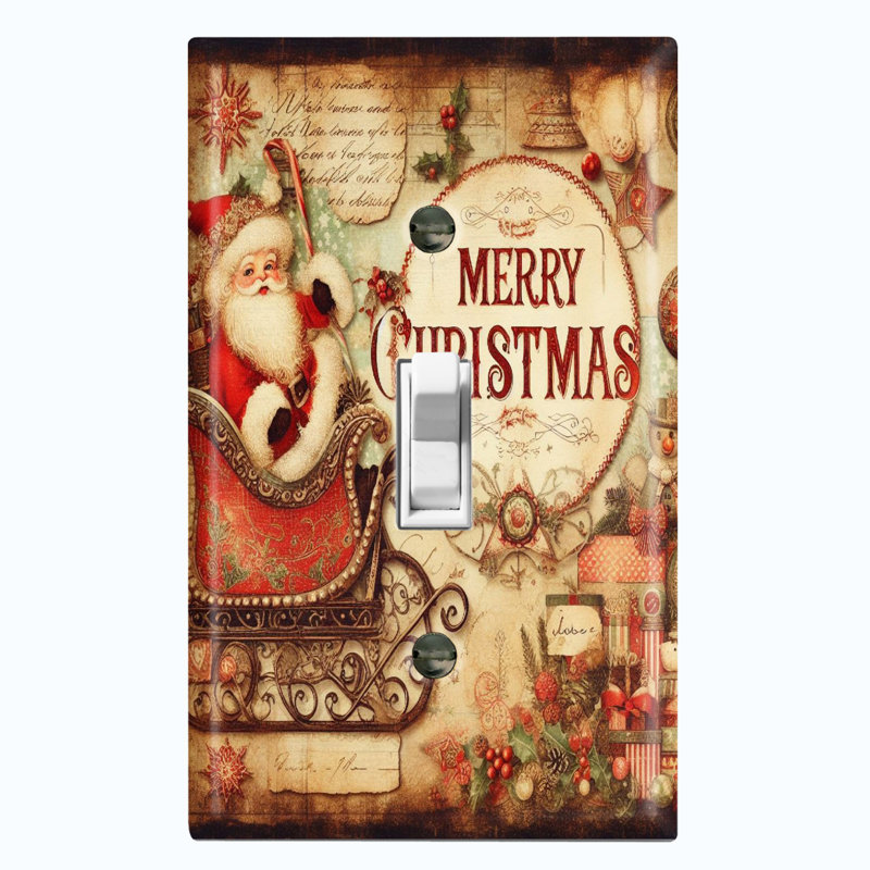 Plaque murale standard Père Noël Merry Christmas Biege