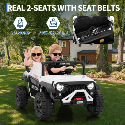 24V 4WD 2 Seater Kids Ride On UTV Car, Electric Off-Road Vehicle with Remote Control, Spring Suspension, Front & Rear LED Lights, 3 Speed and Dual Storage