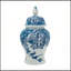 Pot à gingembre classique en porcelaine de 21 x 39 cm (8,3 x 15,2 po) avec un élégant motif de fleurs et d'oiseaux, silhouette incurvée pour la table