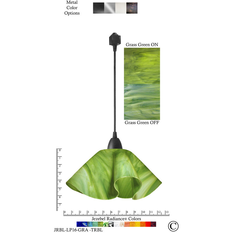 Luminaire suspendu Dale, Grand, Noir, Vert gazon