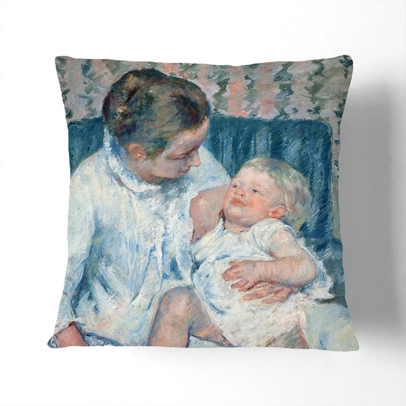 Childs Bath Time Square Throw Cushion, White, 40cm H x 40cm W x 15cm D