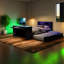 Lit plateforme en bois peu encombrant avec lit gigogne et tête de lit droite, maison de style moderne