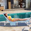 Fauteuil de bronzage face cachée avec trou pour les accoudoirs, chaise longue pliante réglable à 5 positions pour un bain de soleil-97765392