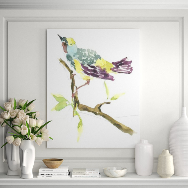 Myrtle Warbler Painting by Fern Cassidy, 46" H x 36" W, Glass Coat