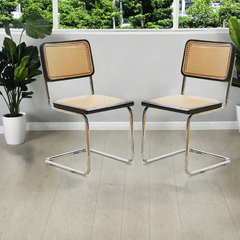 Ensemble de 2 chaises de salle à manger empilables en bois de rotin et sièges de cuisine modernes