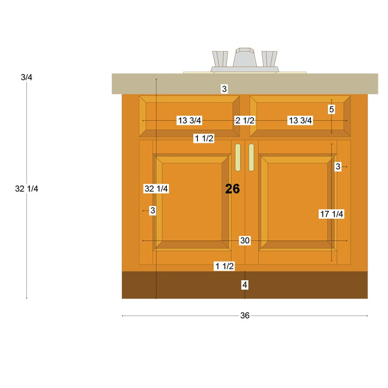 Meuble-lavabo Fireside Lodge Hickory - 36 po - Plateau de style dalle - Naturel - Verre liquide, Centre, Noyer traditionnel