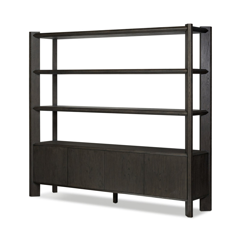 Orwin Wide Bookshelf-Smoked Black Oak, Black
