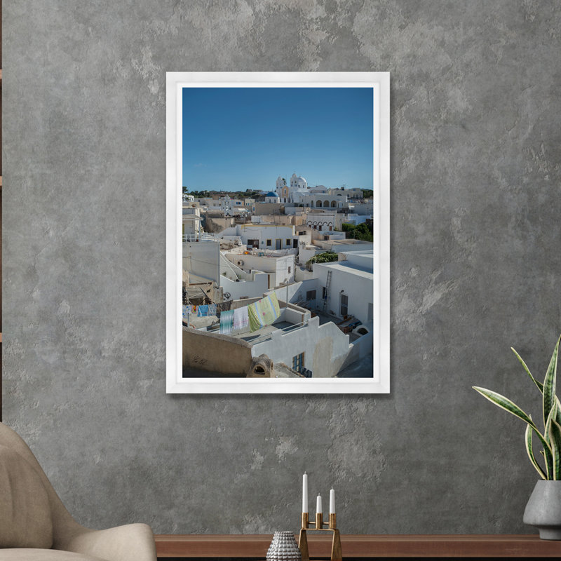 Megalohori Rooftops I, Cadre blanc, H 42 po x l 29 po x P 1,5 po