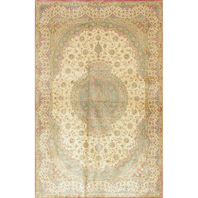 Tapis traditionnel brun / jaune / vert, Rectangle 2 pi x 3 pi