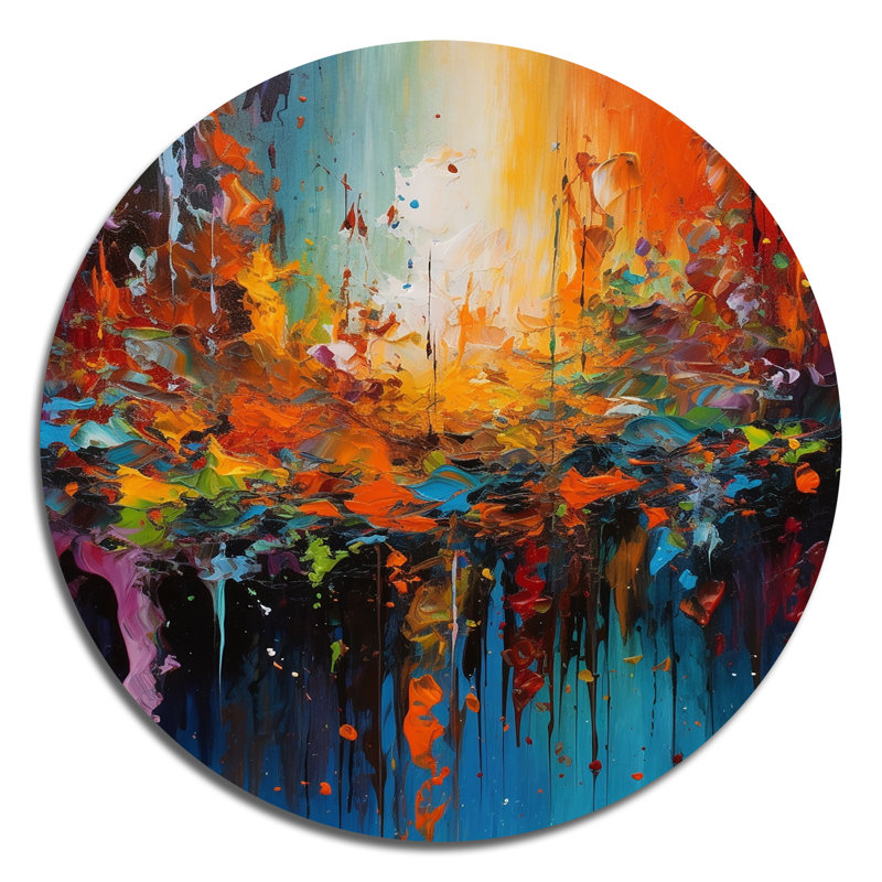 Donlon - Art abstrait rond en métal, H 16 po x l 16 po
