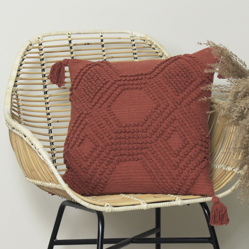 Halmo Square Throw Pillow Cover, Brick