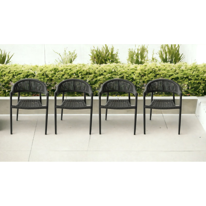 Fauteuil de patio à tissage ouvert gris Florance (ensemble de 4)