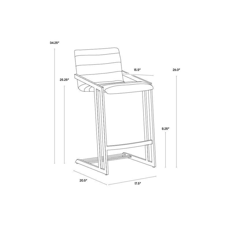 Webber Upholstered Stool with Metal Frame, Black Faux Leather, Counter Stool (26" Seat Height)