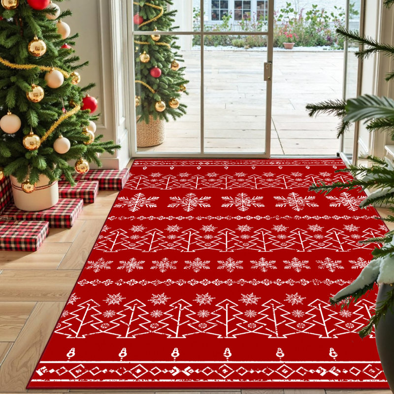 Krys Christmas Decorative Washable Area Rug With Non-Slip Backing, Rectangle 5' x 7'