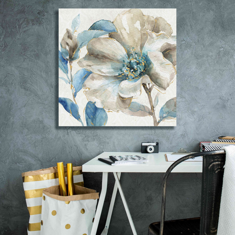 «Indigold IV» par Lisa Audit, art mural sur toile, H 26 po x l 26 po x P 1,5 po, Toile tendue