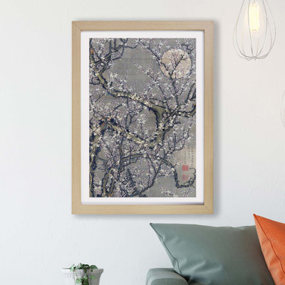 White Plum Blossom and Moon by Ito Jakuchu - Framed Print