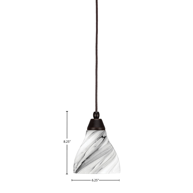 Mini-luminaire suspendu à n'importe quel cordon avec verre tourbillon onyx de 6,25 po, Bronze huilé