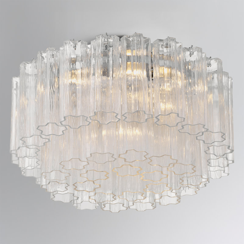 Plafonnier encastré 7 lumières Shaurya, Chrome poli / transparent
