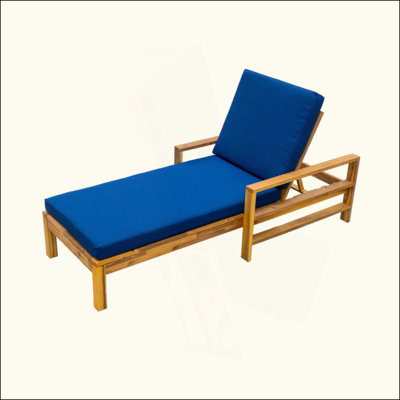 Acacia Wood Adjustable Backrest Outdoor Lounge Chair, Suitable For Gardens, Terraces, And Poolside Areas