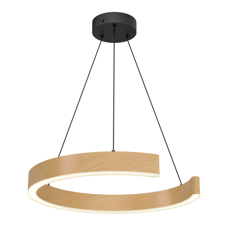 Luminaire suspendu DEL pour salle à manger Keltner, effet bois
