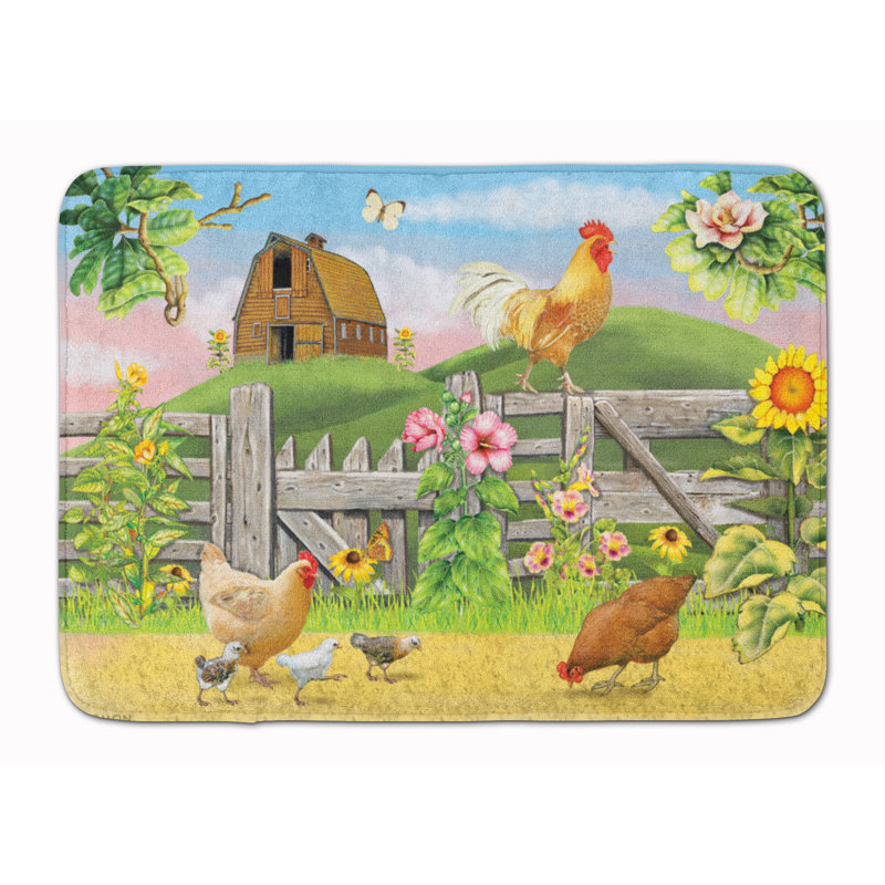 Tapis pour salle de bain Rooster on Fence