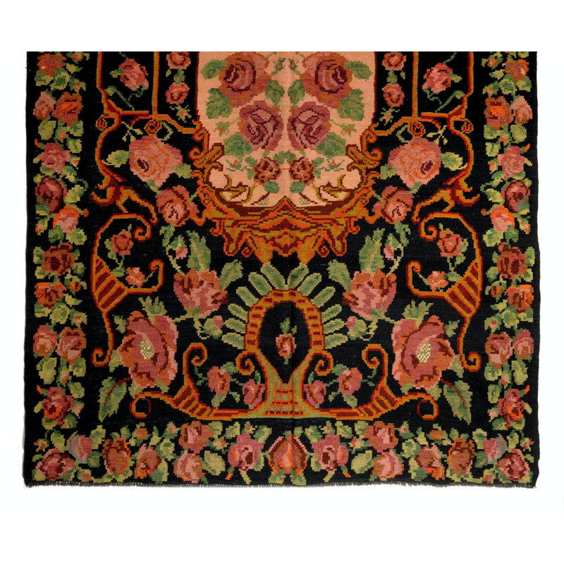 Tapis vintage en laine tissé à la main 6,7 x 11 pi Bessarabian Kilim de Moldova