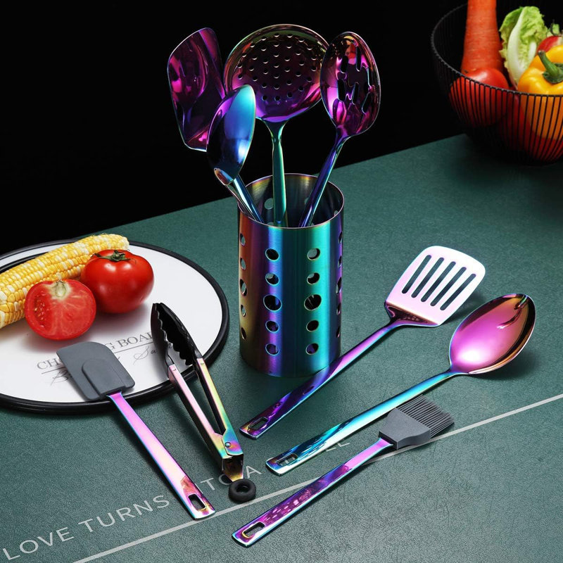 13-piece Rainbow Stainless Steel Utensil Set