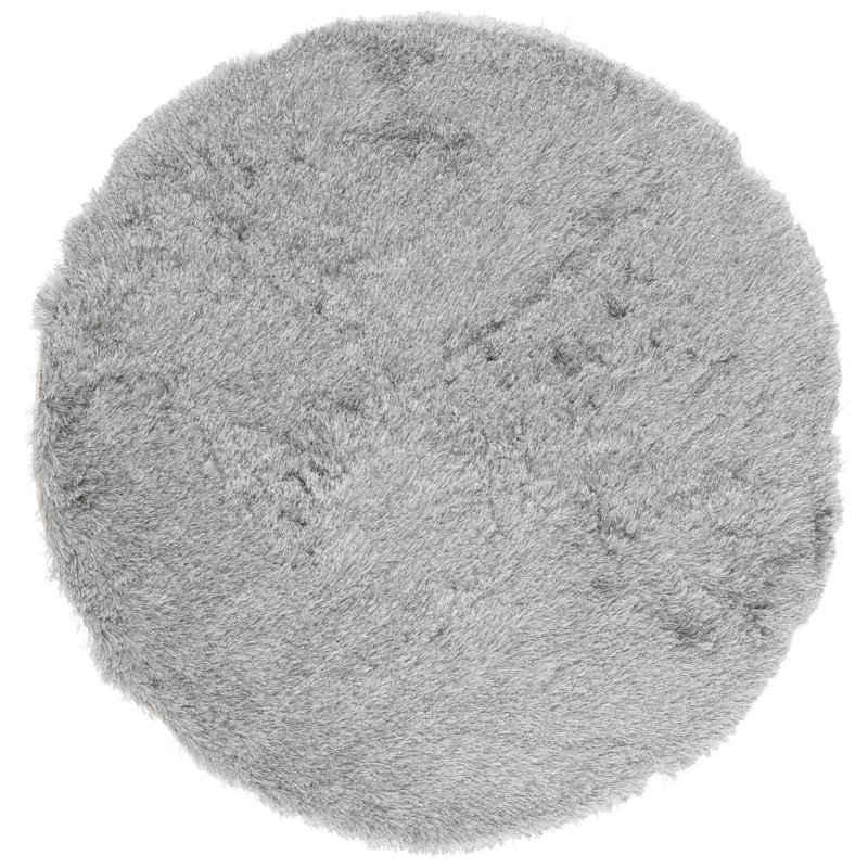 Cimah Shag Hand Tufted Performance Solid Color Rug, Round 5'