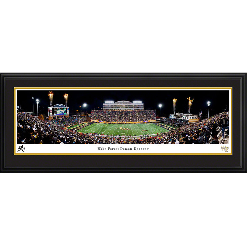 Imprimé de football Wake Forest, H 18 po x l 44 po x P 0,88 po, Cadre simple noir, Oui