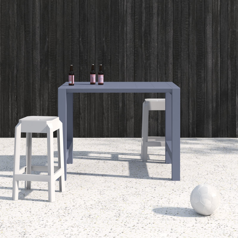 Farrah Rectangular Extendable Outdoor Bar Table , 39'' in. W 39.37'' in. D, Dark Gray