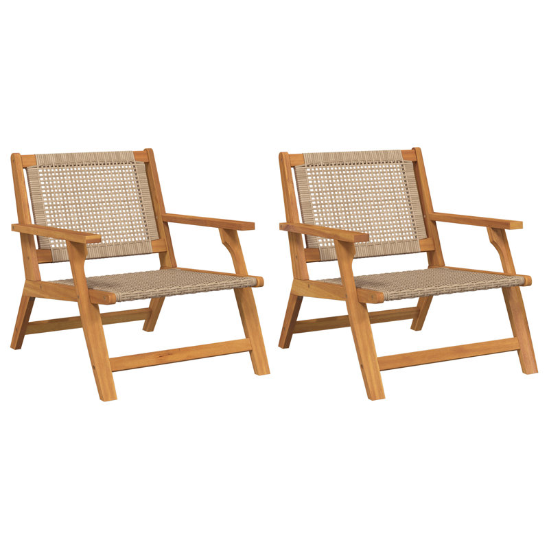 Garden Furniture Solid Acacia Wood Outdoor Seating Modern Chair Bench, Beige/Brown