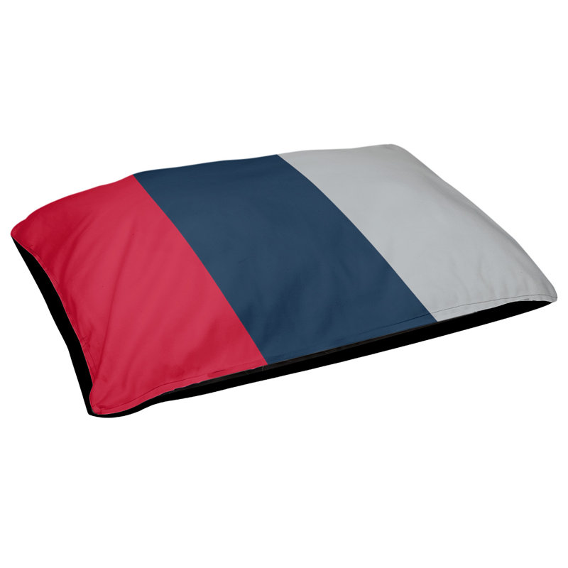 Coussin New York Bronx, Grand (l 40 po x P 30 po x H 6,5 po), Bleu / argent / rouge