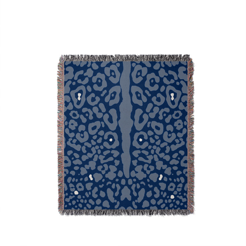 Jeté en coton Cheetah, Bleu marine Bleu, 60 x 60