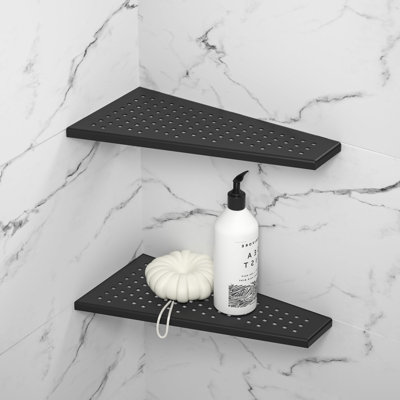 12 Inch 304 Stainless Steel With Grid Design Bathroom Shelf Racks
