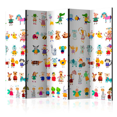 225cm W x 172cm H 5 - Panel Solid Wood Folding Room Divider
