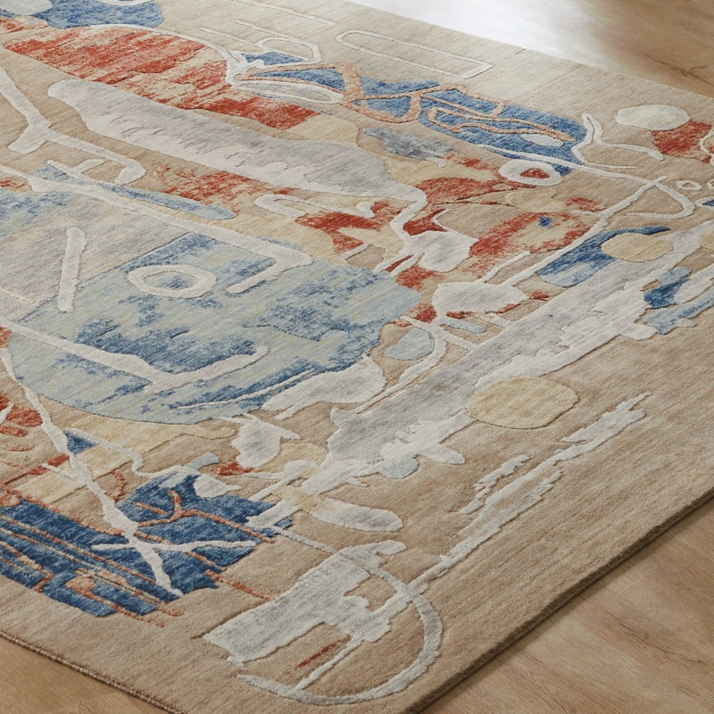 Hargun Desert Blend Wool Handcrafted Area Rug, Rectangle 3'6" x 5'6"