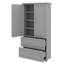 Large armoire de rangement autoportante pour salle de bain avec tablette en panneau de fibres à densité moyenne ajustable à 2 tiroirs, finition peinte grise