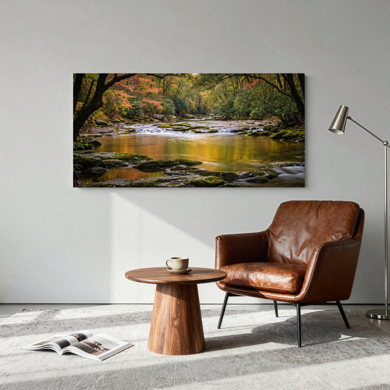 Ensemble de 1 tableau sur toile « Ruisseau d'automne », L 32 po x H 16 po, Toile tendue