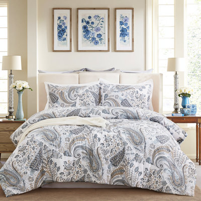 Paisley Duvet Cover Twin Size 100% Cotton Bedding Set Soft & Breathable 2 Pcs Luxury Duvet Cover Sets with Zipper Closure All Season