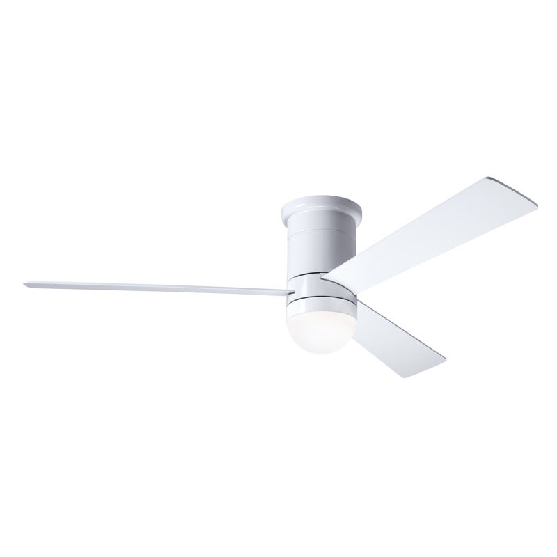 Cirrus 50'' Ceiling Fan with LED Lights, Gloss White, White, Wall Control