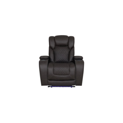 Wendell Dark Gray Microfiber Power Motion Recliner W/Storage, USB & LED
