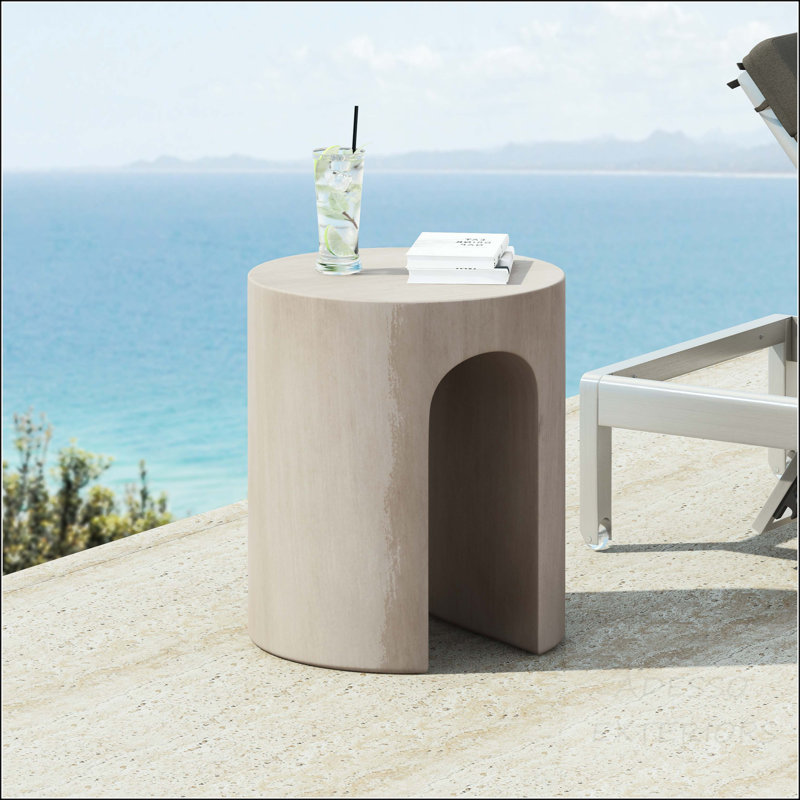 U-Shape MGO Side Table with Light Gray Finish