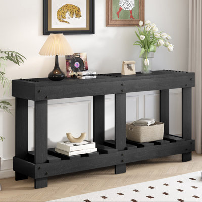 Modern Farmhouse 62.9" Solid Wood Entryway Table