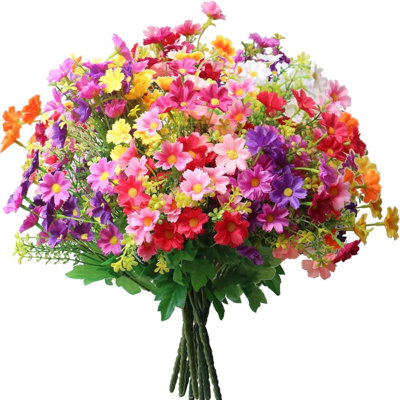 12 faisceaux de marguerite artificielle fleurs de soie artificielle fleurs artificielles résistantes aux rayons UV plantes en plastique verdure arrangement pour l'extérieur pot intérieur boîte de fenêtre à l'extérieur