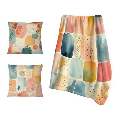 Ensemble de jet et de coussin orange à motif géométrique amusant Shapes III - Abstract