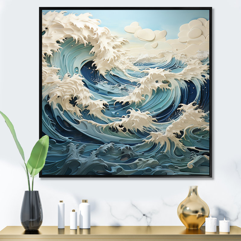Kinetic Kinetic Waves I - Imprimé, Cadre flottant noir, H 36 po x l 36 po x P 1,5 po