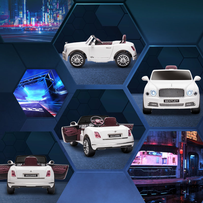 White 12V Bentley Mulsanne Ride-On Car with Remote Control